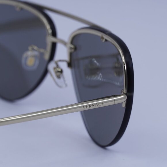 Versace VE2231 12526G Sunglasses Pale Gold Aviator Frame, Grey Lenses - Picture 6 of 11